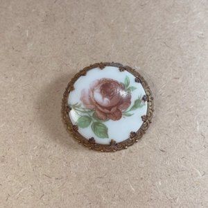 Vintage West German Rose Brooch